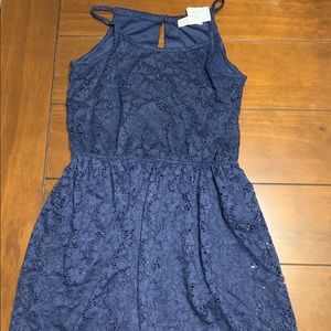 Girls Navy Eyelet Dresss